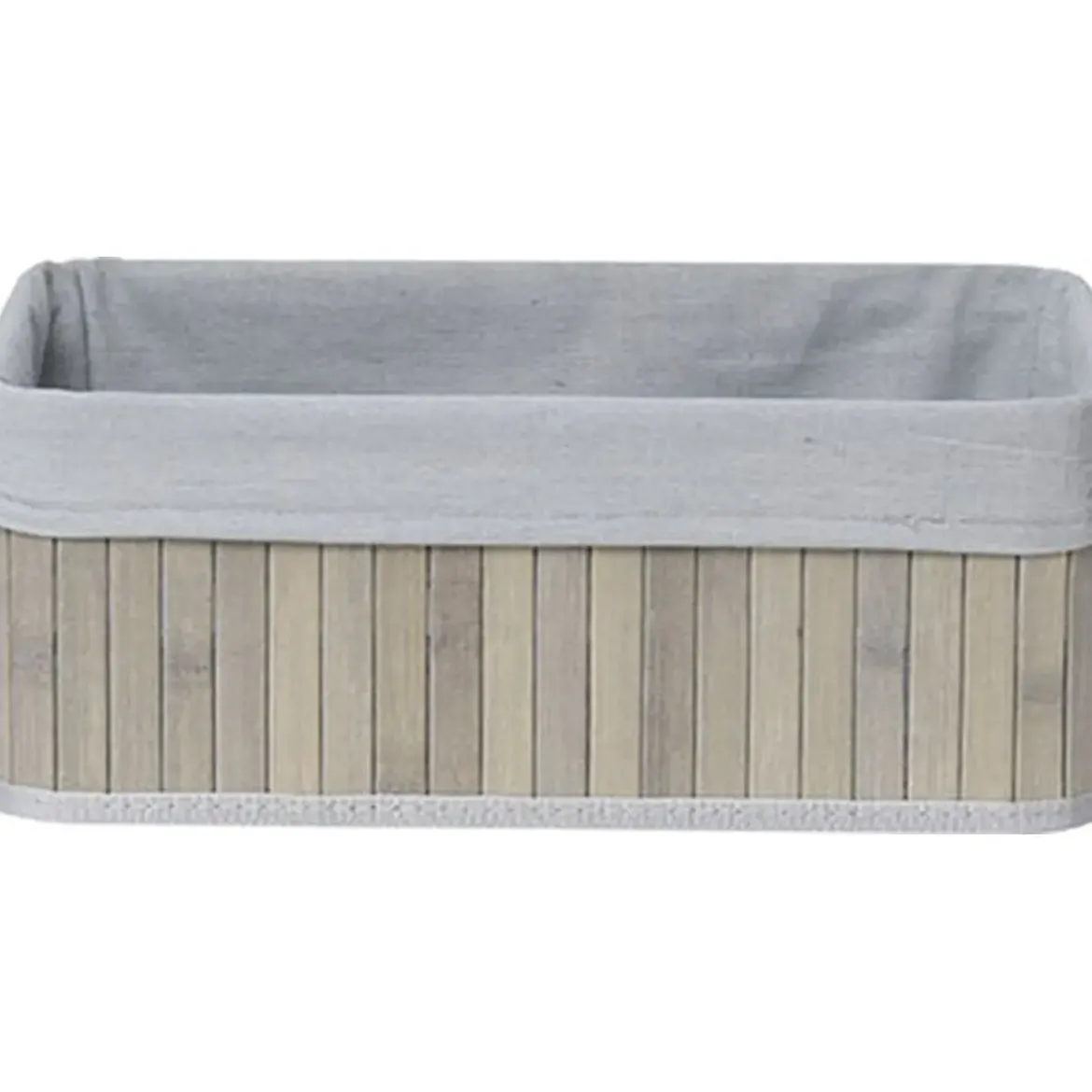 CORBEILLE RECTANGLE 37X25X15CM BAMBOU TISSU GRIS