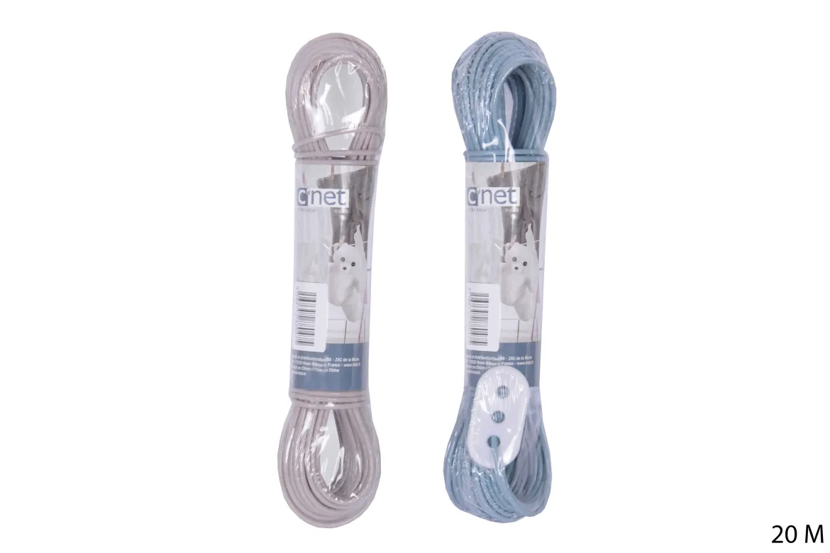 CORDE A LINGE 20M FIL METAL GREGE ET BLEU
