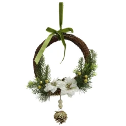 COURONNE BOIS FLEUR SAPIN POMME PIN D.26CM