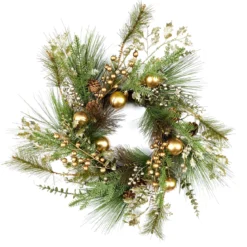 COURONNE DE NOEL PERLES 55CM