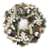 COURONNE DE NOEL PERLES ET FLOCONS 28CM