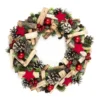 COURONNE DE NOEL VERT ROUGE ET BOIS 35CM