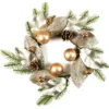COURONNE FEUILLES DOREES BOULES POMMES DE PIN 35CM