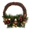 COURONNE MURALE ROTIN TARTAN ET DORE 30CM