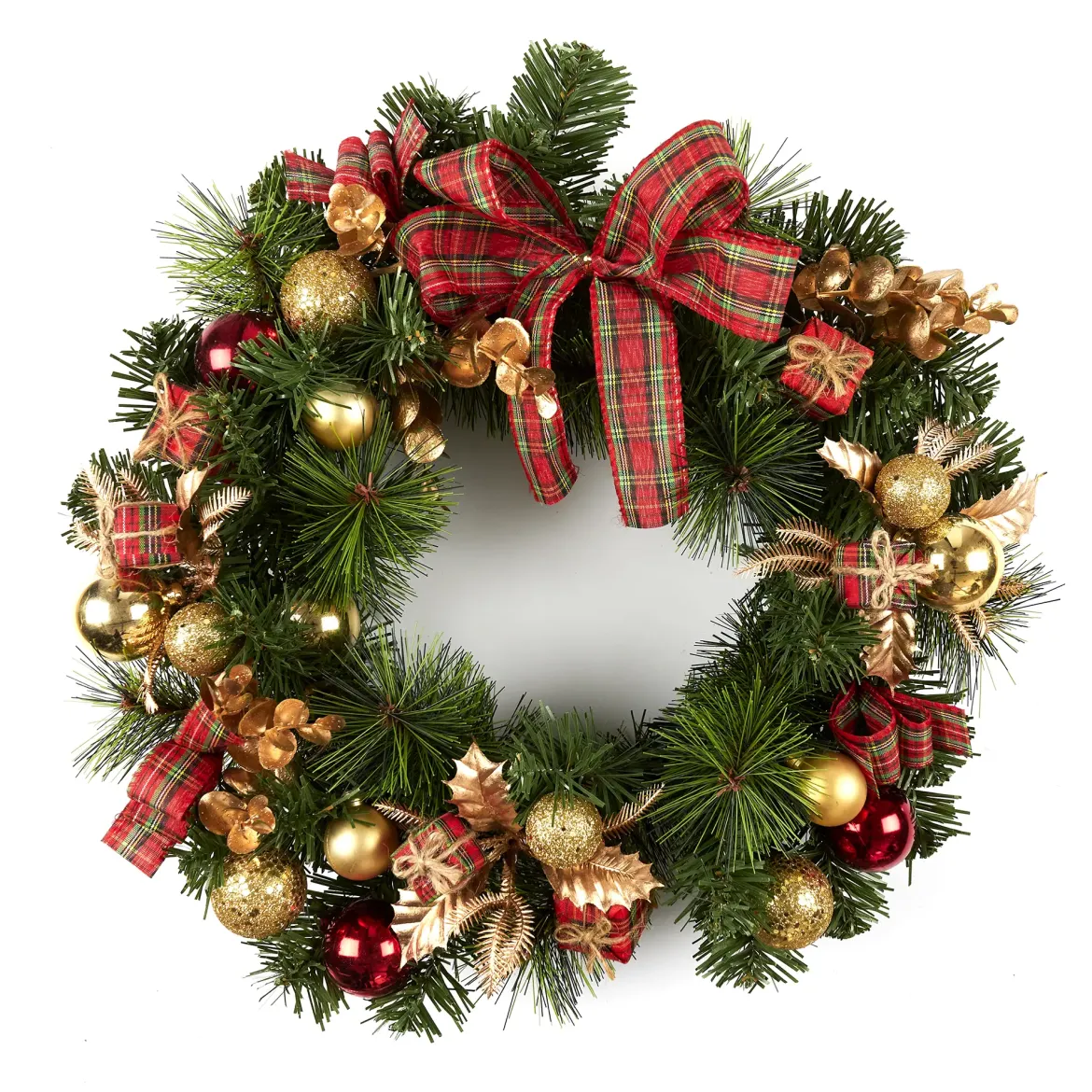 COURONNE MURALE TARTAN ET DORE 40CM