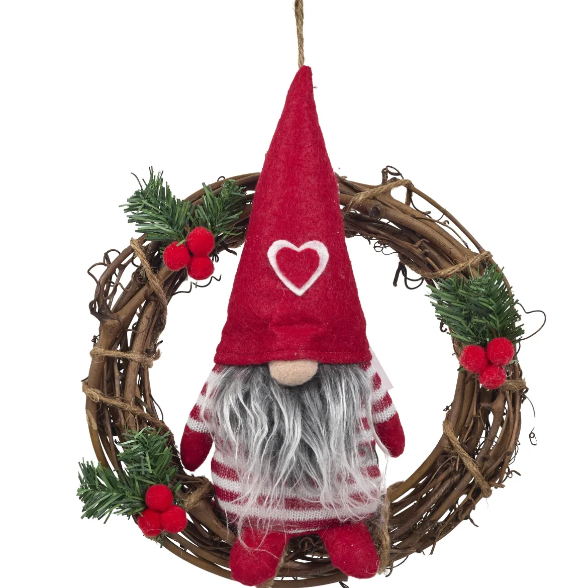 COURONNE NOEL LUTIN ROUGE D.22CM