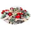 COURONNE PHOTOPHORE VERT ROUGE ET BOIS 24CM