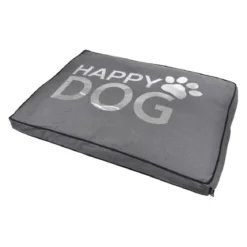 COUSSIN RECTANGLE COLLECTION HAPPY DOG 80X60X8CM GRIS