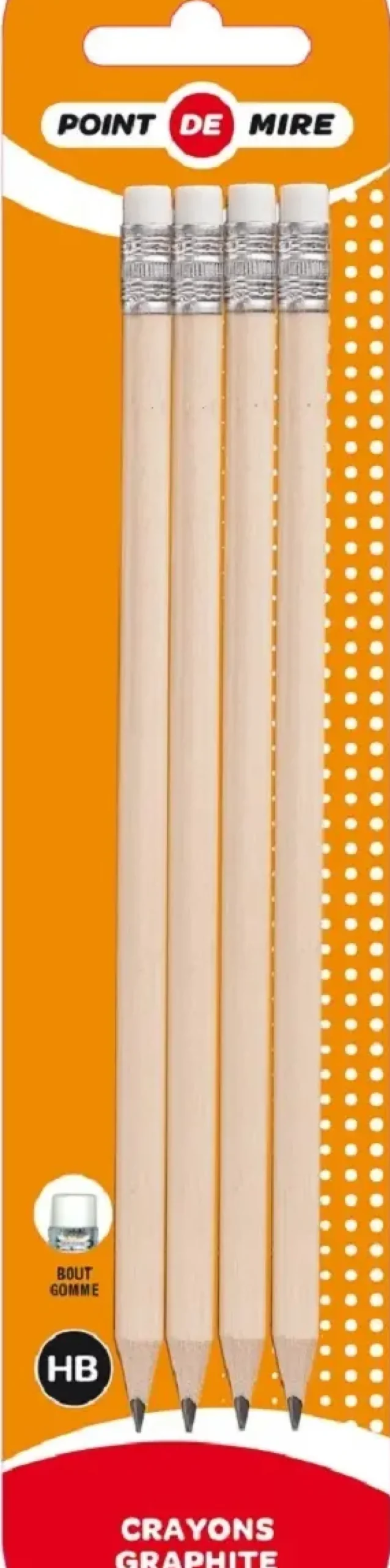 4 CRAYONS PAPIER HB BOUT GOMME