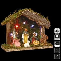 CRECHE DE NOEL 7 SANTONS 5 LEDS H.13.5CM