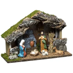 CRECHE DE NOEL 6 SANTONS RESINE H.20CM