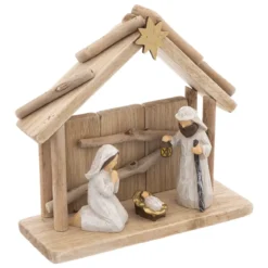 CRECHE DE NOEL SCULPTEE 3 SANTONS 20X19CM