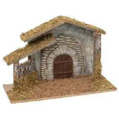 CRECHE DE NOEL VIDE BOIS RESINE H.20CM