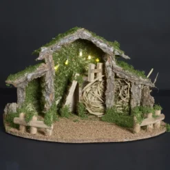 CRECHE DE NOEL VIDE 5 LED H.22.5CM