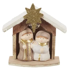 CRECHE NOEL ETOILE 3 PERSONNAGES 15X6.5X15.5CM