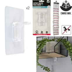 CROCHET ETAGERE AUTO ADHESIF 3KG X2 PIECES
