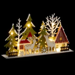 DECO NOEL INTERIEUR RENNE SAPIN 13 LEDS BLANC CHAUD H.17CM