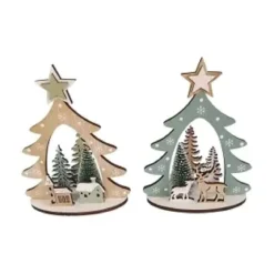 DECORATION A POSER SAPIN VERT BOIS H20.5CM