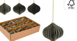 DECORATION ORIGAMI ALLONGE ROND GRIS 8CM