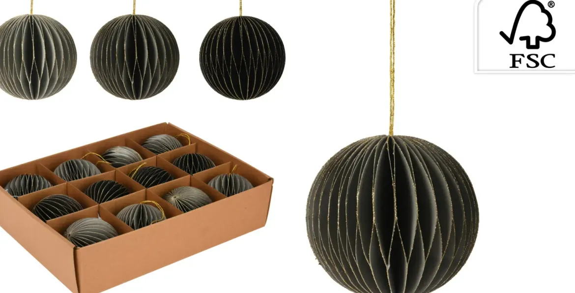 DECORATION ORIGAMI ROND GRIS 80MM