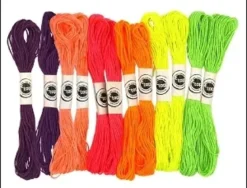 ECHEVEAUX DE COTON COULEURS FLUO 8M X12 PIECES