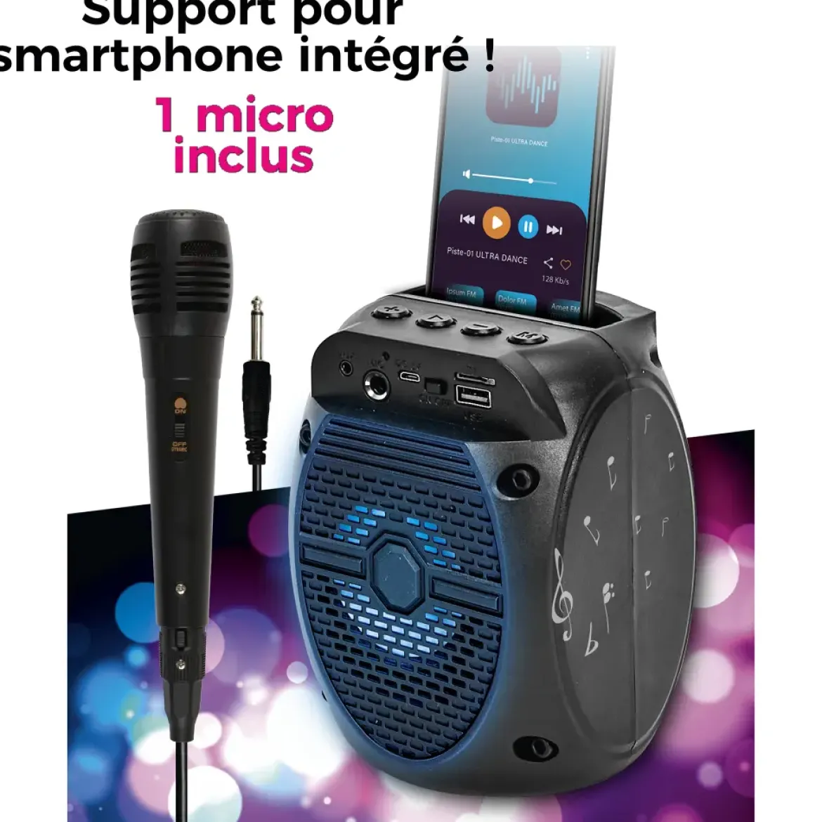 ENCEINTE SANS FIL 5W KARAOKE MICRO INTEGRE