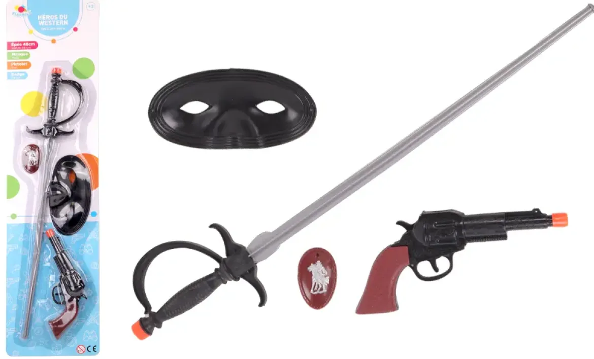 EPEE 48CM AVEC MASQUE PISTOLET ET BADGE