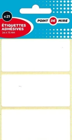 21 ETIQUETTES 34X75MM BLANCHES