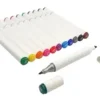 12 FEUTRES A ALCOOL DOUBLE POINTE COULEURS VIVES
