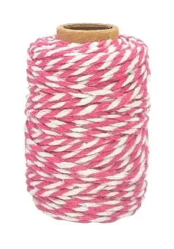 FICELLE COTON BICOLORE FUCHSIA ET BLANC 25MX1.5MM