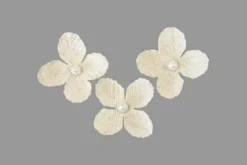 FLEUR EN TOILE AVEC PERLE X12 PIECES NATUREL
