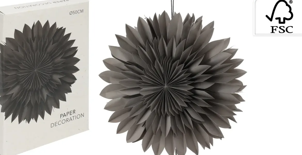 FLEUR ORIGAMI A SUSPENDRE GRIS