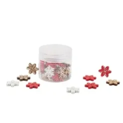 FLOCONS DE NOEL EN BOIS ROUGE BLANC X24 M24