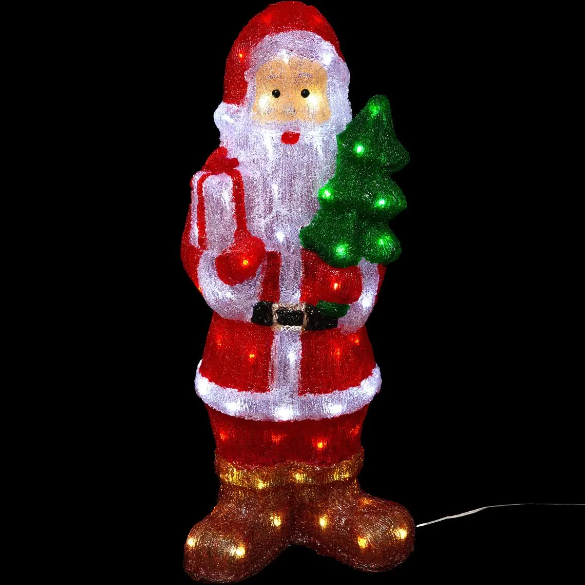 FORME ACRYLIQUE EXTERIEUR PERE NOEL SAPIN 80LEDS H.75CM