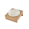 GAMELLE CERAMIQUE SUPPORT BAMBOU NATUREL D.16CM BLANC
