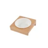 GAMELLE CERAMIQUE SUPPORT BAMBOU NATUREL D.12CM BLANC