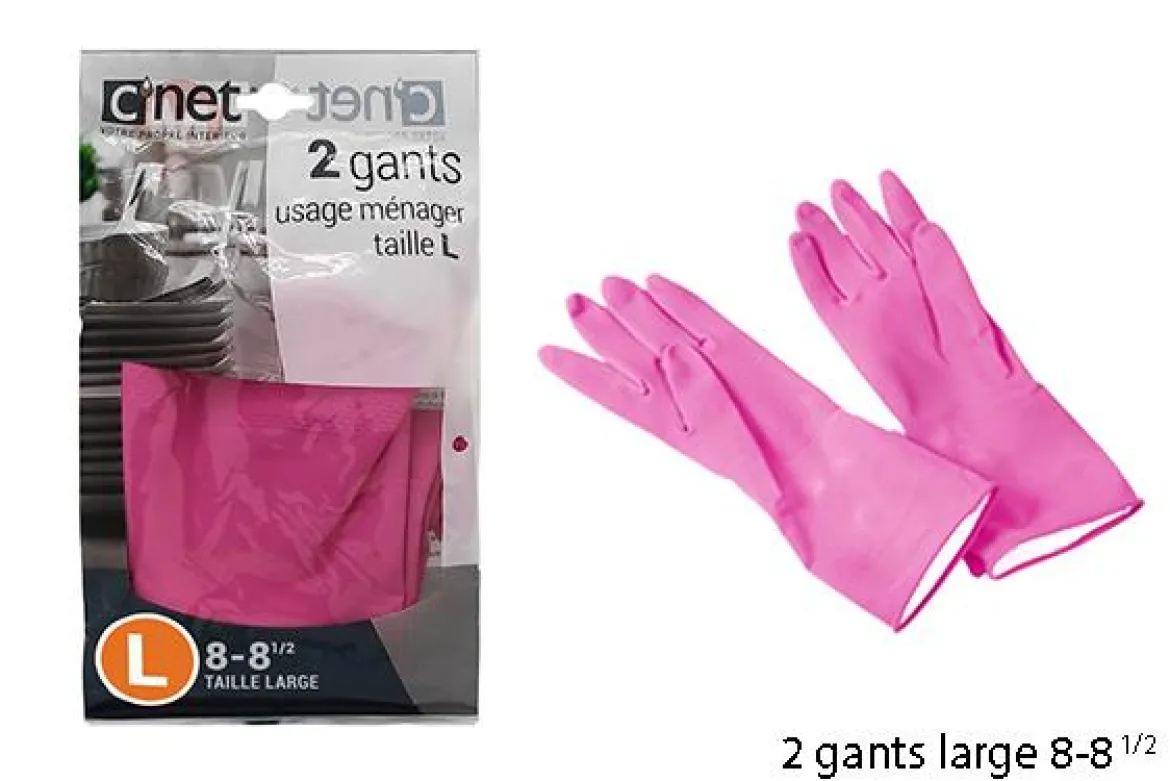 2 GANTS LATEX ROSE TAILLE L