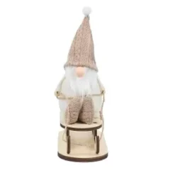 GNOME DE NOEL BEIGE SUR LUGE 19X12CM