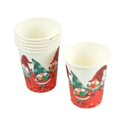 GOBELETS IMPRIMES NOEL DECOR GNOMES 25CL X6 PIECES