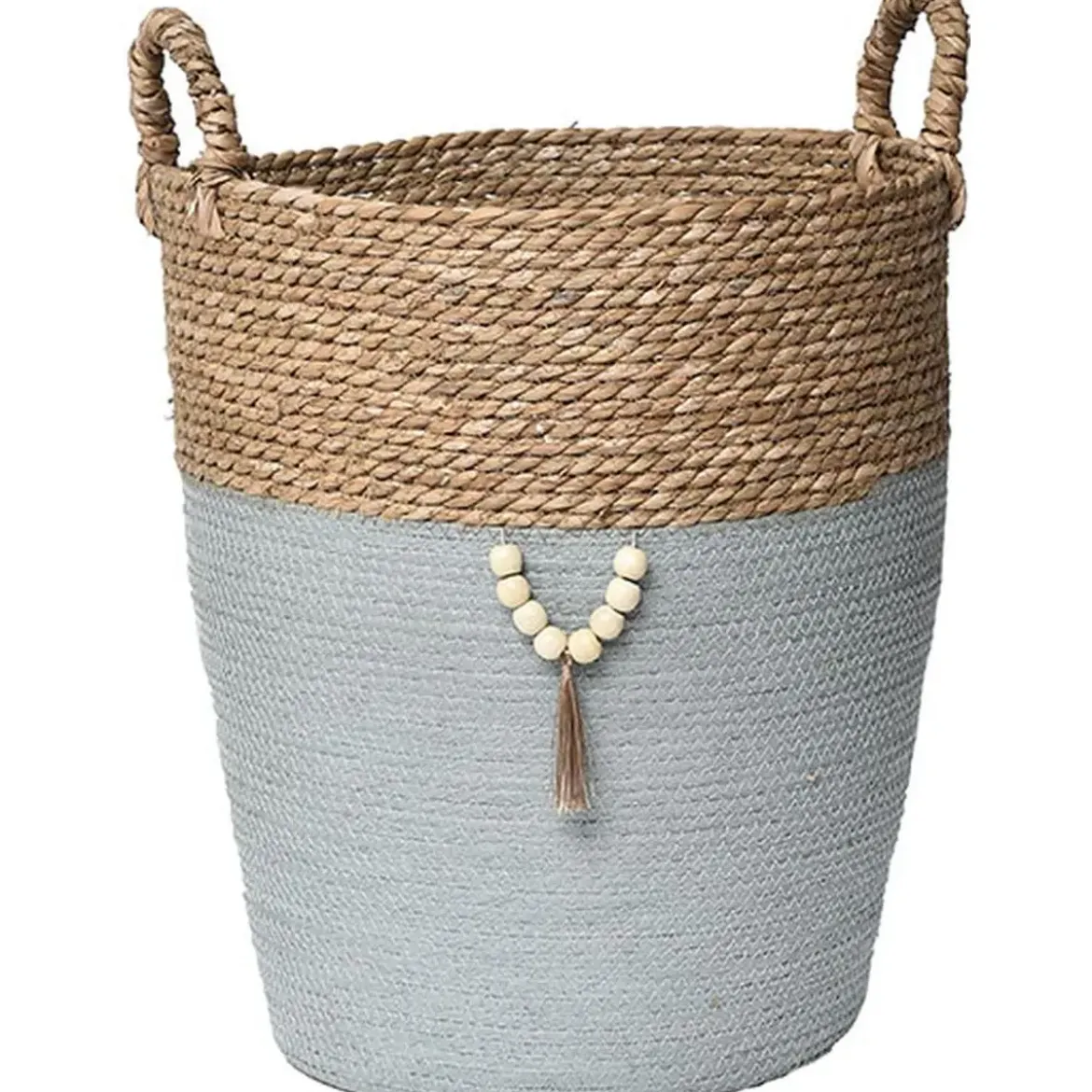 GRANDE PANIERE RONDE DECO NATUREL VERT KAKI