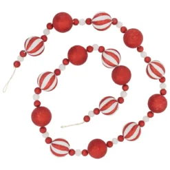 GUIRLANDE DE NOEL BOULES ROUGE BLANC 1.85M