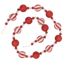GUIRLANDE DE NOEL BOULES ROUGE BLANC 1.85M