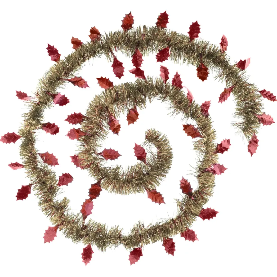 GUIRLANDE DE NOEL FEUILLE FROSTY 150X4X2M CHAMPAGNE ROUGE