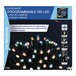 GUIRLANDE ELECTRIQUE EXTERIEUR 192 LED 14M MULTICOLORE PILES