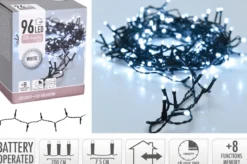 GUIRLANDE ELECTRIQUE EXTERIEUR 96 LED BLANC FROID PILES