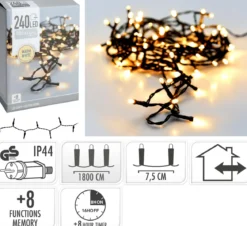 GUIRLANDE EXTERIEURE 240 LED BLANC CHAUD SECTEUR