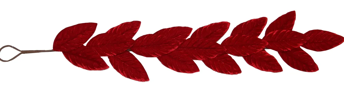 GUIRLANDE 18 FEUILLES VELOURS H.107CM ROUGE
