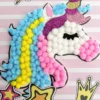 JE CREE MON TABLEAU EN POMPONS LICORNE 15 X 21 CM
