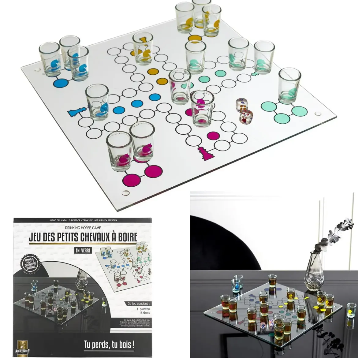 JEU A BOIRE PETITS CHEVAUX VERRE