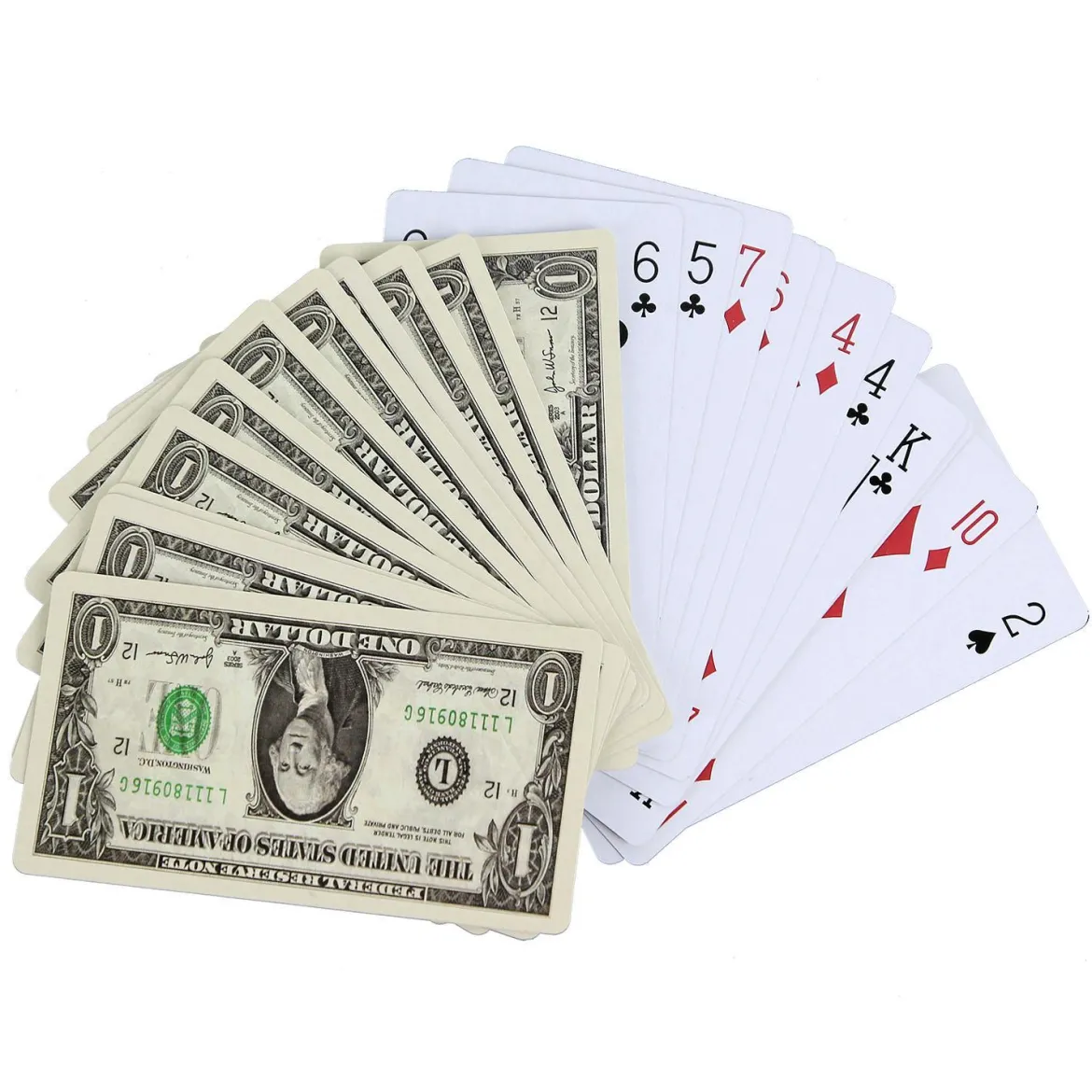 JEU DE CARTES VERSO EURO OU DOLLAR X54 M48